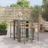 Image de vidaXL Ensemble de bar jardin 5 pcs gris poly rotin/bois massif acacia