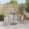 Image de vidaXL Ensemble de bar jardin 3 pcs gris poly rotin/bois massif acacia