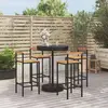 Image de vidaXL Ensemble de bar jardin 5 pcs noir poly rotin/bois massif acacia