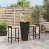 Image de vidaXL Ensemble de bar jardin 3 pcs noir poly rotin/bois massif acacia