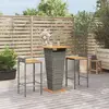 Image de vidaXL Ensemble de bar jardin 3 pcs gris poly rotin/bois massif acacia