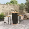 Image de vidaXL Ensemble de bar jardin 3 pcs noir poly rotin/bois massif acacia