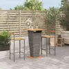 Image de vidaXL Ensemble de bar jardin 3 pcs gris poly rotin/bois massif acacia