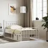 Image de vidaXL Cadre de lit métal sans matelas et pied de lit blanc 100x190 cm