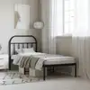 Image de vidaXL Cadre de lit métal sans matelas avec tête de lit noir 90x200 cm