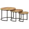 Image de vidaXL Tables gigognes 3 pcs bois de manguier massif brut
