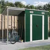 Image de vidaXL Abri de jardin avec toit prolongé vert 277x107x181 cm acier