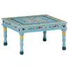 Image de vidaXL Table basse turquoise bois de manguier massif peint à la main