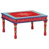 Image de vidaXL Table basse rouge bois de manguier massif peint à la main