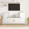 Image de vidaXL Ensemble de meubles TV 3 pcs Blanc Bois d'ingénierie