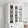 Image de vidaXL Armoire avec portes vitrées BODO blanc bois de pin massif