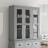 Image de vidaXL Armoire avec portes vitrées BODO gris bois de pin massif