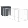 Image de vidaXL Niche pour chien avec cour anthracite 165x659x181 cm, cage pour chien, abri pour chien, maison pour animaux, cages pour chien, cour pour chien
