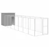 Image de vidaXL Niche pour chien avec cour gris clair 165x863x181 cm, cage pour chien, abri pour chien, maison pour animaux, cages pour chien, cour pour chien
