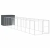 Image de vidaXL Niche pour chien avec cour anthracite 214x1069x181 cm, cage pour chien, abri pour chien, maison pour animaux, cages pour chien, cour pour chien