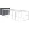 Image de vidaXL Niche pour chien avec cour anthracite 214x865x181 cm, cage pour chien, abri pour chien, maison pour animaux, cages pour chien, cour pour chien