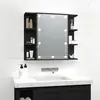 Image de vidaXL Armoire à miroir avec LED noir 70x16,5x60 cm