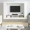 Image de vidaXL Meuble TV blanc 152x22x113 cm bois d'ingénierie