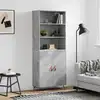 Image de vidaXL Buffet haut Gris béton 69,5x34x180 cm Bois d'ingénierie