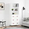 Image de vidaXL Buffet haut Blanc 69,5x34x180 cm Bois d'ingénierie