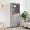 Image de vidaXL Buffet haut Gris béton 69,5x34x180 cm Bois d'ingénierie