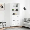 Image de vidaXL Buffet haut Blanc 69,5x34x180 cm Bois d'ingénierie
