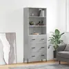 Image de vidaXL Buffet haut Gris béton 69,5x34x180 cm Bois d'ingénierie