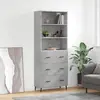 Image de vidaXL Buffet haut Gris béton 69,5x34x180 cm Bois d'ingénierie