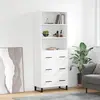 Image de vidaXL Buffet haut Blanc 69,5x34x180 cm Bois d'ingénierie