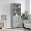 Image de vidaXL Buffet haut Gris béton 69,5x34x180 cm Bois d'ingénierie