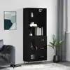 Image de vidaXL Buffet haut Noir 69,5x34x180 cm Bois d'ingénierie