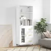 Image de vidaXL Buffet haut Blanc 69,5x34x180 cm Bois d'ingénierie