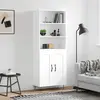 Image de vidaXL Buffet haut Blanc 69,5x34x180 cm Bois d'ingénierie