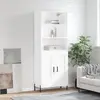 Image de vidaXL Buffet haut Blanc 69,5x34x180 cm Bois d'ingénierie