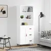 Image de vidaXL Buffet haut Blanc 69,5x34x180 cm Bois d'ingénierie