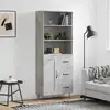Image de vidaXL Buffet haut Gris béton 69,5x34x180 cm Bois d'ingénierie