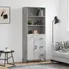 Image de vidaXL Buffet haut Gris béton 69,5x34x180 cm Bois d'ingénierie