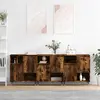 Image de vidaXL Buffets 3 pcs Chêne fumé Bois d'ingénierie