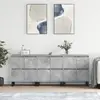 Image de vidaXL Buffets 3 pcs gris béton bois d'ingénierie