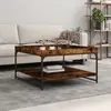 Image de vidaXL Table basse chêne fumé 80x80x45 cm bois d'ingénierie et fer