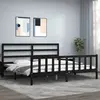 Image de vidaXL Cadre de lit sans matelas noir 200x200 cm bois massif de pin