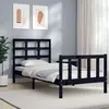 Image de vidaXL Cadre de lit sans matelas noir bois de pin massif