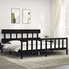 Image de vidaXL Cadre de lit sans matelas noir 200x200 cm bois massif de pin