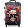 Image de NoBoringSuitcases.com® Valises grandes tailles legeres, Bagages en soutes avion 20-23kg, Moyenne, 65-75 cm rigides, 4 roues pivotantes à 360 degrés, Poignée télescopique, Crâne et fleurs sombres
