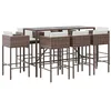 Image de vidaXL Ensemble de bar de jardin 9 pcs avec coussins marron poly rotin