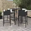 Image de vidaXL Ensemble de bar de jardin 5 pcs avec coussins noir poly rotin