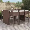 Image de vidaXL Ensemble de bar de jardin avec coussins 7 pcs marron poly rotin