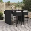 Image de vidaXL Ensemble de bar de jardin 5 pcs avec coussins noir poly rotin