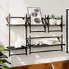 Image de vidaXL Ensemble d'étagères murales barres 4 pcs noir bois d'ingénierie