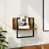 Image de vidaXL Étagère murale avec barre chêne fumé 30x25x30 cm